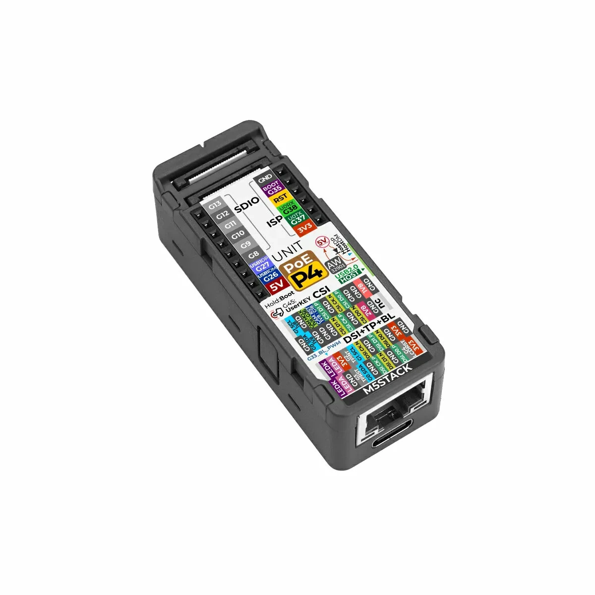 M5Stack Unit PoE with ESP32-P4 Embedded Controller 16MB Flash 32MB PSRAM PoE Ethernet USB Type-C MIPI DSI CSI RJ45 Development Board — view 2