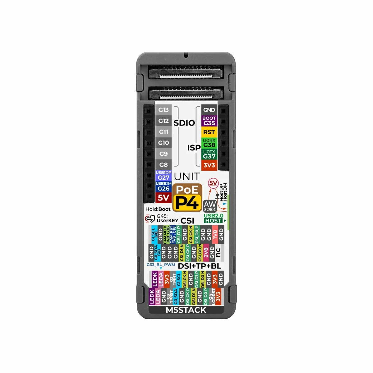 M5Stack Unit PoE with ESP32-P4 Embedded Controller 16MB Flash 32MB PSRAM PoE Ethernet USB Type-C MIPI DSI CSI RJ45 Development Board — view 3