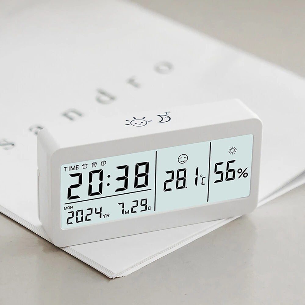 Magnetic Suction LED Simple Clock Back Light Desktop Clock Temperature And Humidity Alarm Clock Decorative Ornaments Silent Small Alarm Clock — view 2