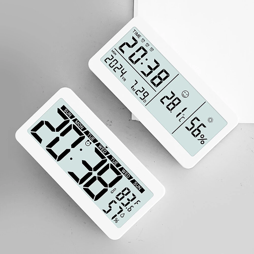Magnetic Suction LED Simple Clock Back Light Desktop Clock Temperature And Humidity Alarm Clock Decorative Ornaments Silent Small Alarm Clock — view 6