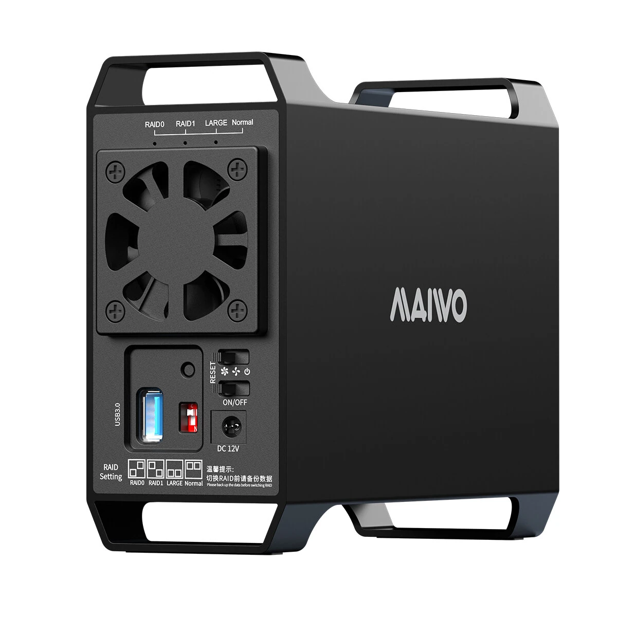 MAIWO Dual Bay 3.5-inch HDD Disk Array Hard Drive Box RAID Array Box SATA To USB 3.0 Disk External Box Four RAID Modes with Fan — MAIWO