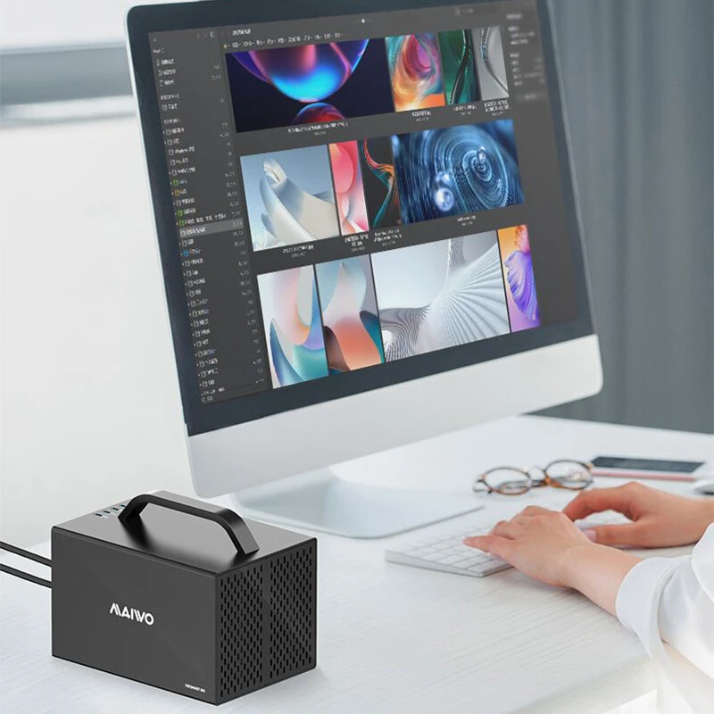 MAIWO K35274D 4 Bay RAID External Hard Drive Enclosure with HD Port 3.5'' Type-C to SATA HDD SSD Enclosure Support 7 RAID Mode — view 9