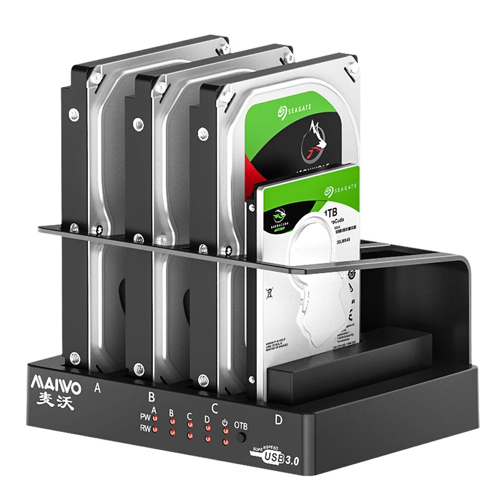 MAIWO USB 3.0 External Hard Drive for PC 4 Bay 2.5 inch 3.5 inch Enclosure Multi-Bay HDD SDD Docking Station Hard Drive Case — view 2