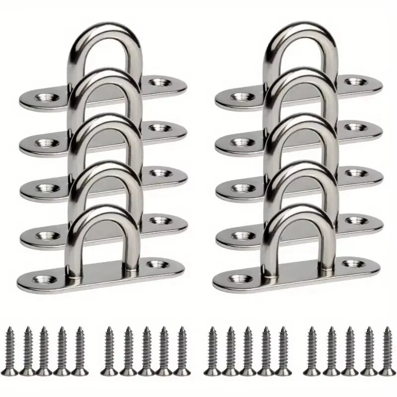 Marine Grade Stainless Steel Oval Eye Plate 304 Anti Corrosion Fastening Kit for Shade Sail Installation Boat Rigging Load Capacity 90 lbs Anchor — Marine
