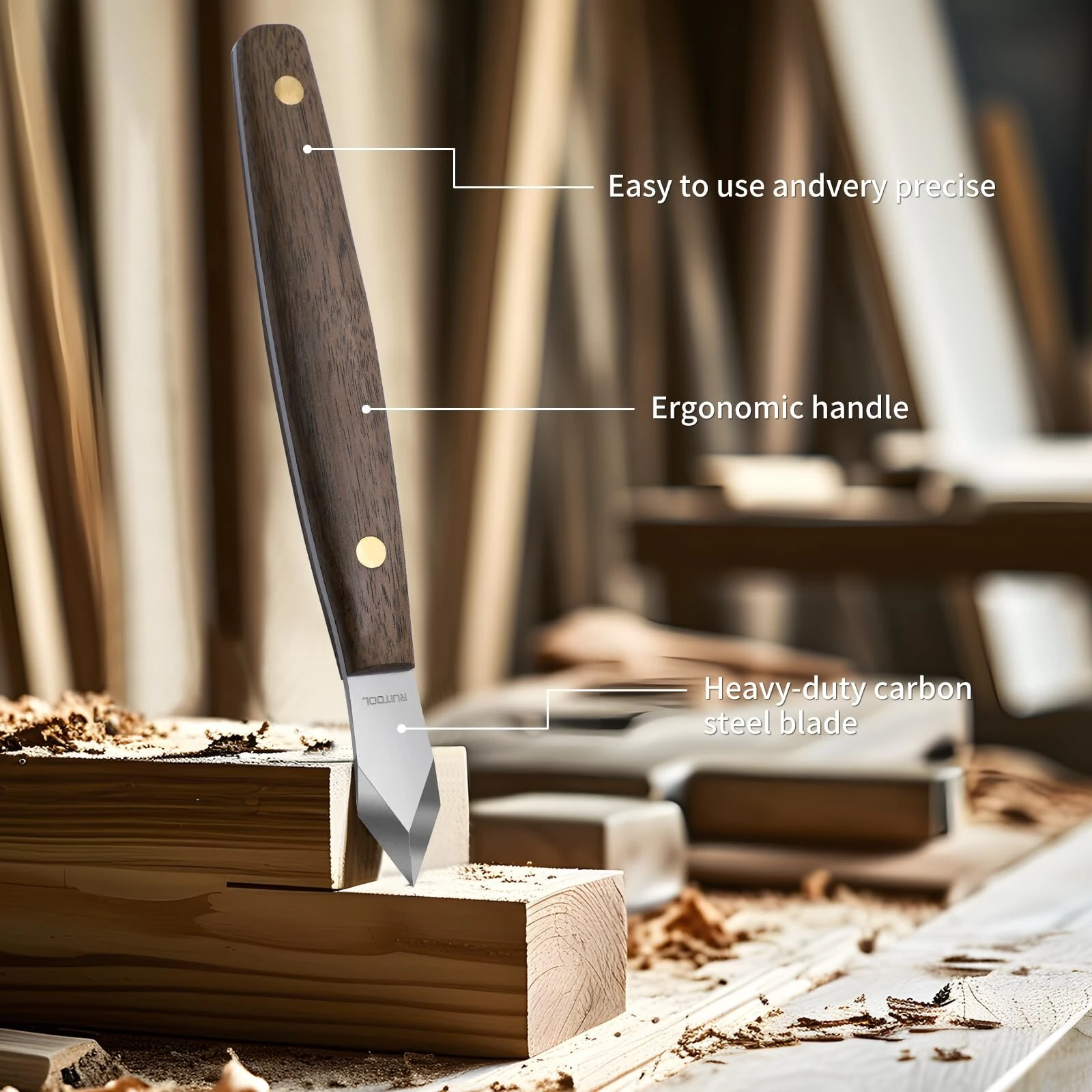 Marking Knife High Carbon Steel Woodworking Scribe 7.6 Inch Double Beveled Blade with Wooden Handle and Leather Sheath — view 4