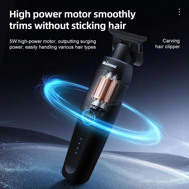 MARSKE MS-5074 Professional Electric Hair Clipper 5W 7500RPM 1800mAh USB Rechargeable Cordless Mens Beard Trimmer Stainless Steel Home Salon Kit — view 6