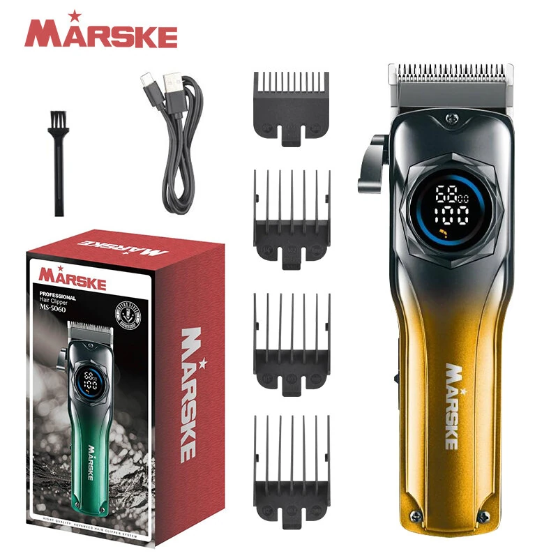 MARSKE Professional Hair Clipper Stainless Steel Blade Sharp Cutting High Power Low Noise LED Digital Display Rechargeable Adjustable — view 2