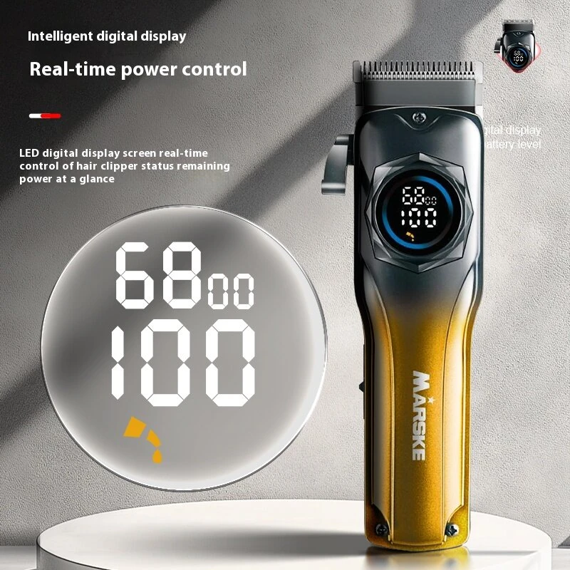 MARSKE Professional Hair Clipper Stainless Steel Blade Sharp Cutting High Power Low Noise LED Digital Display Rechargeable Adjustable — view 3