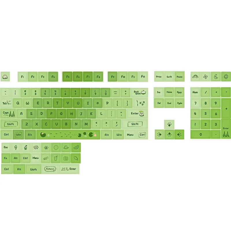 Matcha Mint Green Mechanical Keyboard XDA Profile Keycap Set 127-key PBT Sublimation Customed Keycaps Suitable for 61 68 84 87 96 108 980 Mechanical Keyboards — view 2
