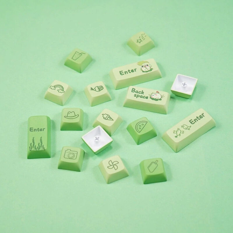 Matcha Mint Green Mechanical Keyboard XDA Profile Keycap Set 127-key PBT Sublimation Customed Keycaps Suitable for 61 68 84 87 96 108 980 Mechanical Keyboards — view 6
