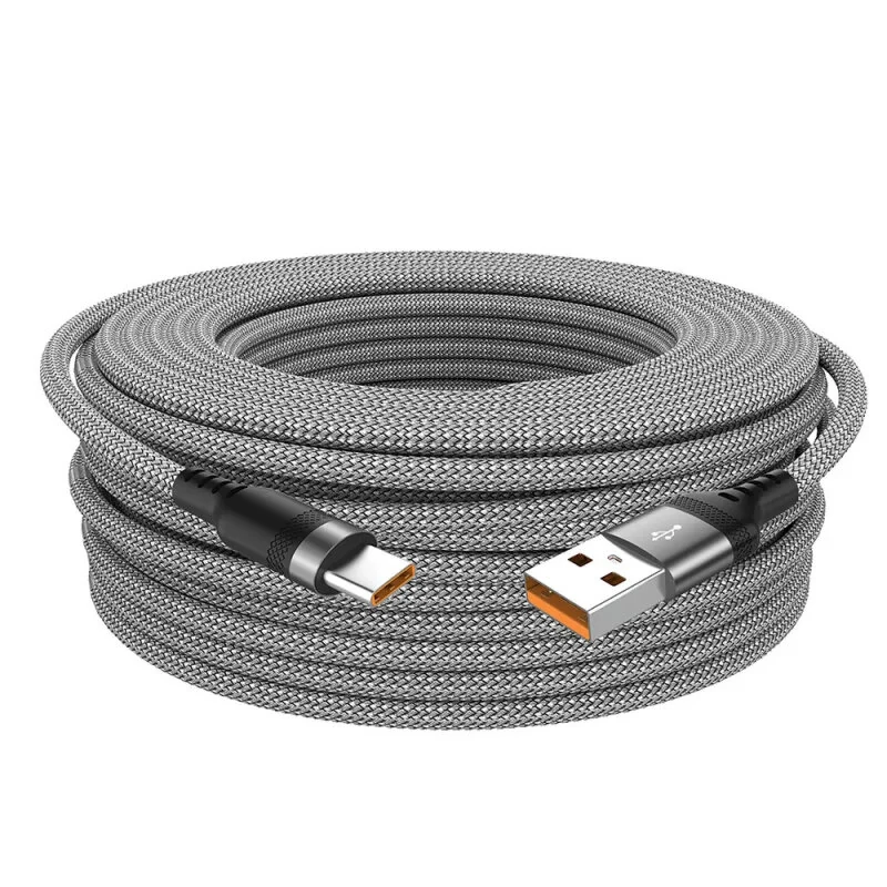 MC-S017 6A USB-A to Type-C Braided Extension Cable Fast Charging Data Transmission Copper Core Line 1M/1.5M/2M/3M/5M/8M Long for iPhone 15 15 Plus for Huawei Pura 70 Ultra for Xiaomi Civi 4 Pro for Samsung Galaxy S24 — view 2