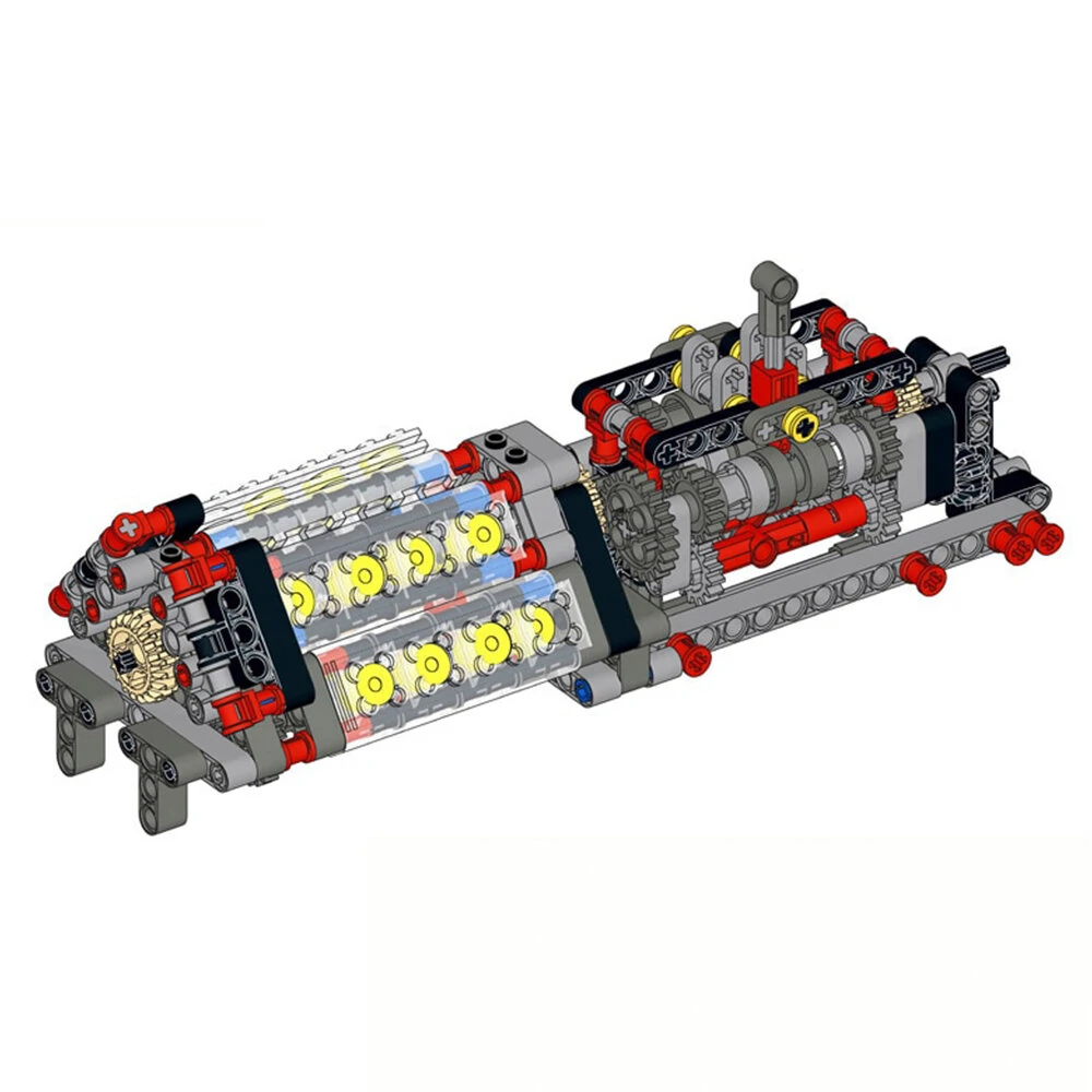 Mechanical Group V16 Cylinder Engine matched 6 Speed Gearbox MOC Building Bricks Parts Pack Blocks Model DIY Education Toys Gift — view 5