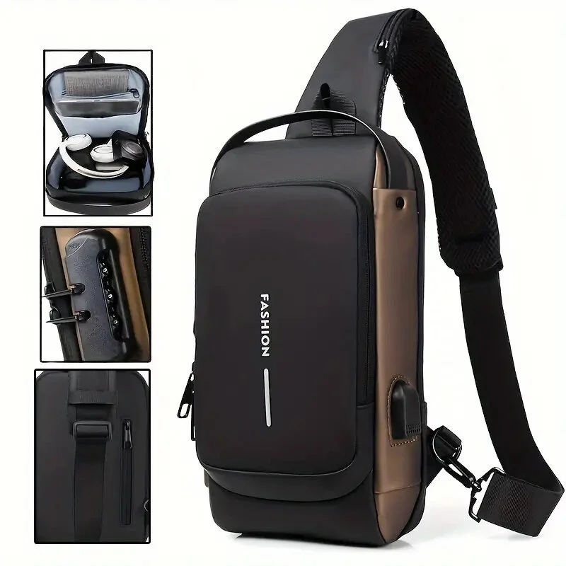 Men Bag Single Shoulder Bag Multi-function Sports Slanting Chest Backpack Anti-Theft Chest Bag — view 11