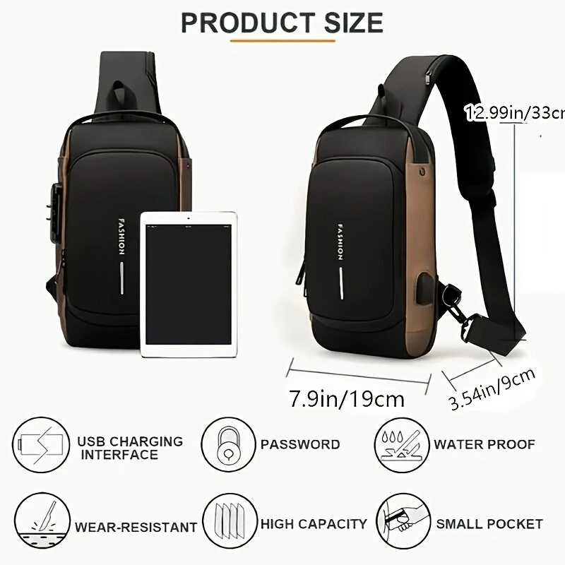 Men Bag Single Shoulder Bag Multi-function Sports Slanting Chest Backpack Anti-Theft Chest Bag — view 2