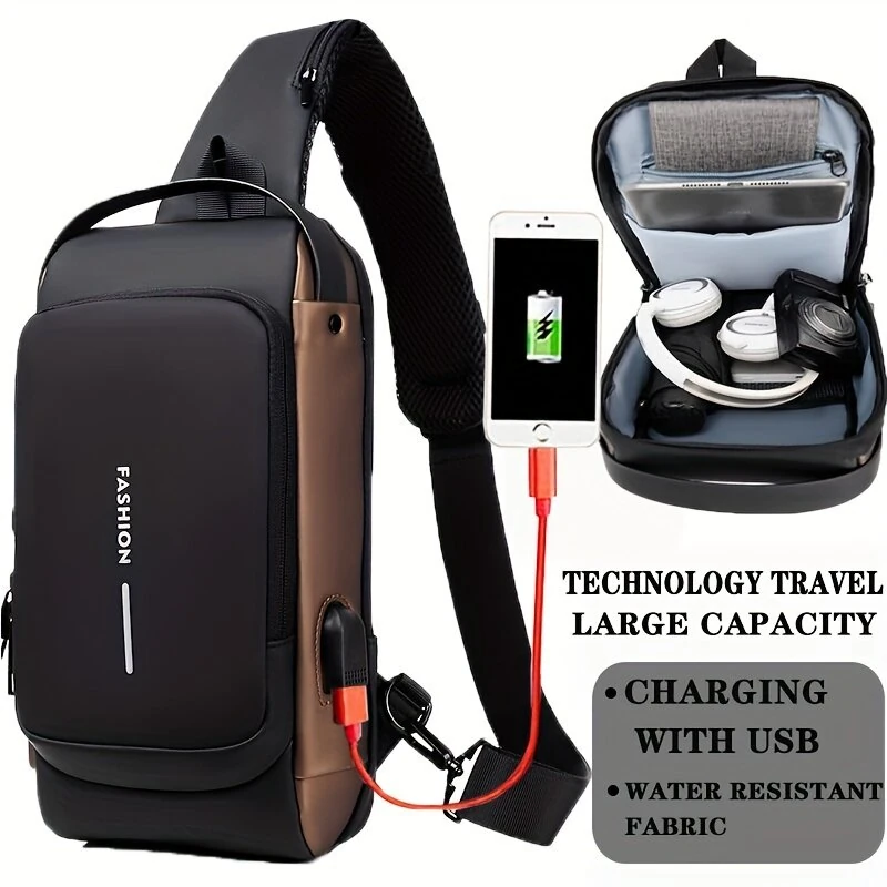 Men Bag Single Shoulder Bag Multi-function Sports Slanting Chest Backpack Anti-Theft Chest Bag — view 3