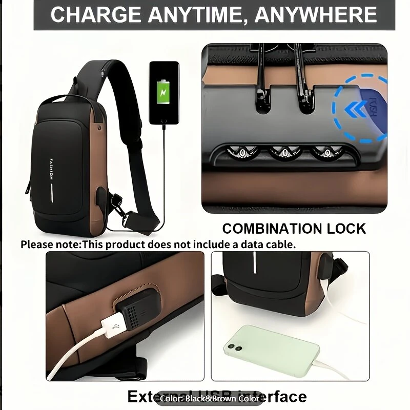 Men Bag Single Shoulder Bag Multi-function Sports Slanting Chest Backpack Anti-Theft Chest Bag — view 6