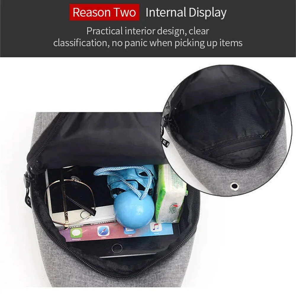 Men's Casual Oxford Cloth Chest Bag Fashion Lightweigh Crossbody Bags Large-capacity Storage Shoulder Bag for Outdoor Travel Daily — view 5