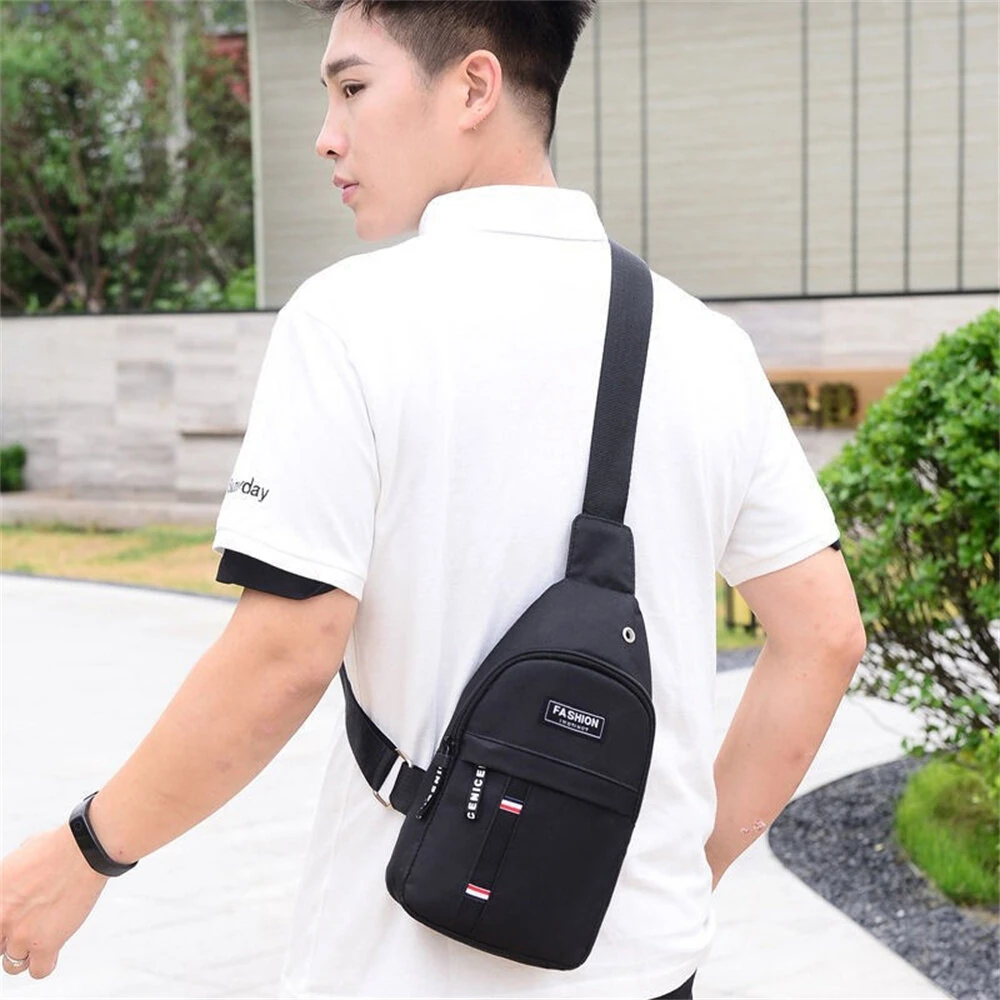 Men's Casual Oxford Cloth Chest Bag Fashion Lightweigh Crossbody Bags Large-capacity Storage Shoulder Bag for Outdoor Travel Daily — view 8