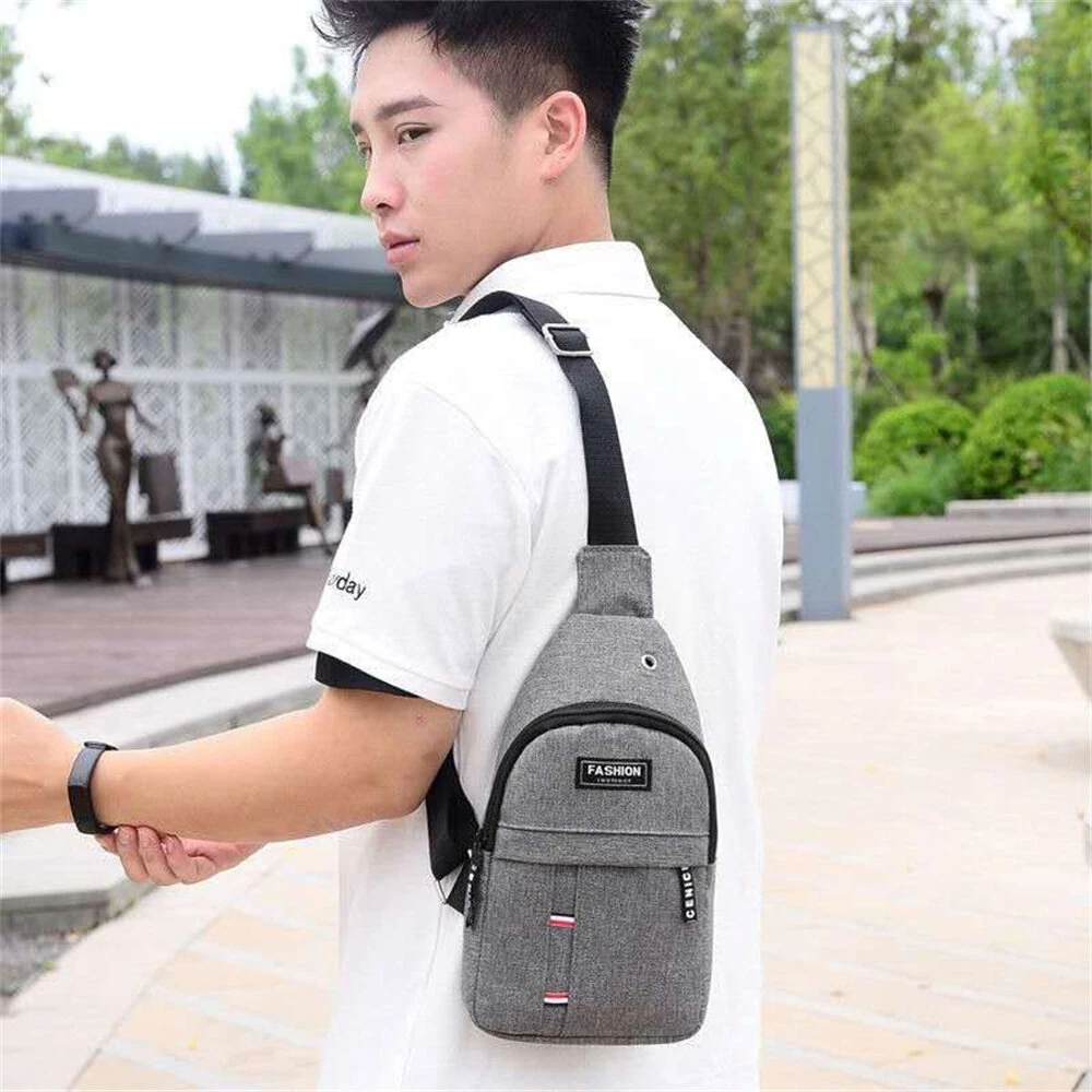 Men's Casual Oxford Cloth Chest Bag Fashion Lightweigh Crossbody Bags Large-capacity Storage Shoulder Bag for Outdoor Travel Daily — view 9