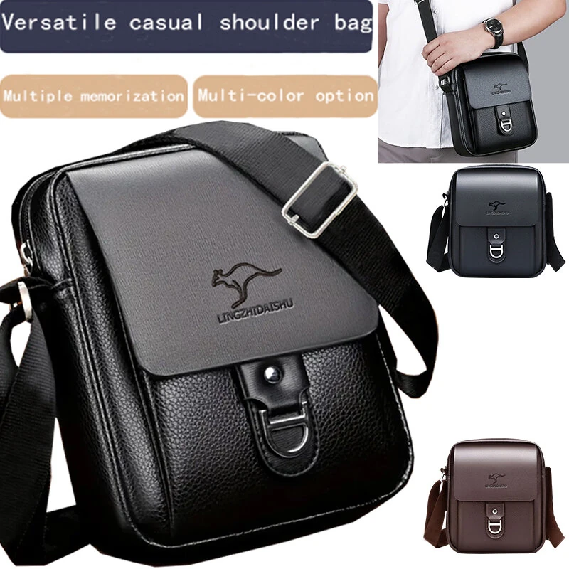 Men's Crossbody Bag Waterproof PU Leather Versatile Casual Multi-Compartment Shoulder Bag for Outdoor Daily Travel — view 2