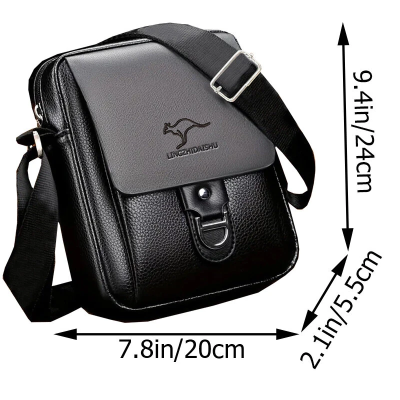 Men's Crossbody Bag Waterproof PU Leather Versatile Casual Multi-Compartment Shoulder Bag for Outdoor Daily Travel — view 6
