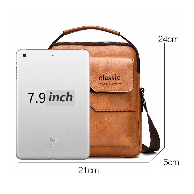 Men's Fashion PU Leather Shoulder Bag, Large Capacity Retro Business Crossbody Bag For Men Handbag Messenger Bag Waist Bag Office Use Bag Casual Day Bag, Multi-pocket Large Capacity, Waterproof and Wear-resistant — view 4