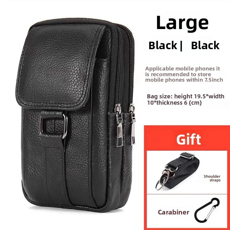 Men's Genuine Leather Mobile Phone Waist Bag Outdoor Work Key Chain Wear Belt Hanging Fanny Pack Portable Sport Hiking Small Crossbody Bag — view 9