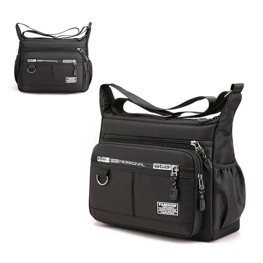 Men's Large Capacity Business Casual Crossbody Bag Multiple Pockets Soft Lightweight Nylon Fabric Adjustable Strap Messenger Bag — view 10