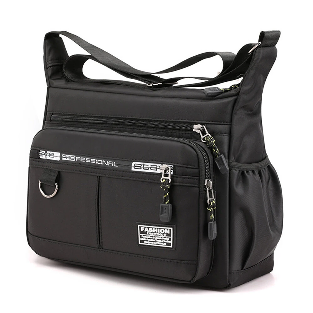 Men's Large Capacity Business Casual Crossbody Bag Multiple Pockets Soft Lightweight Nylon Fabric Adjustable Strap Messenger Bag — view 2