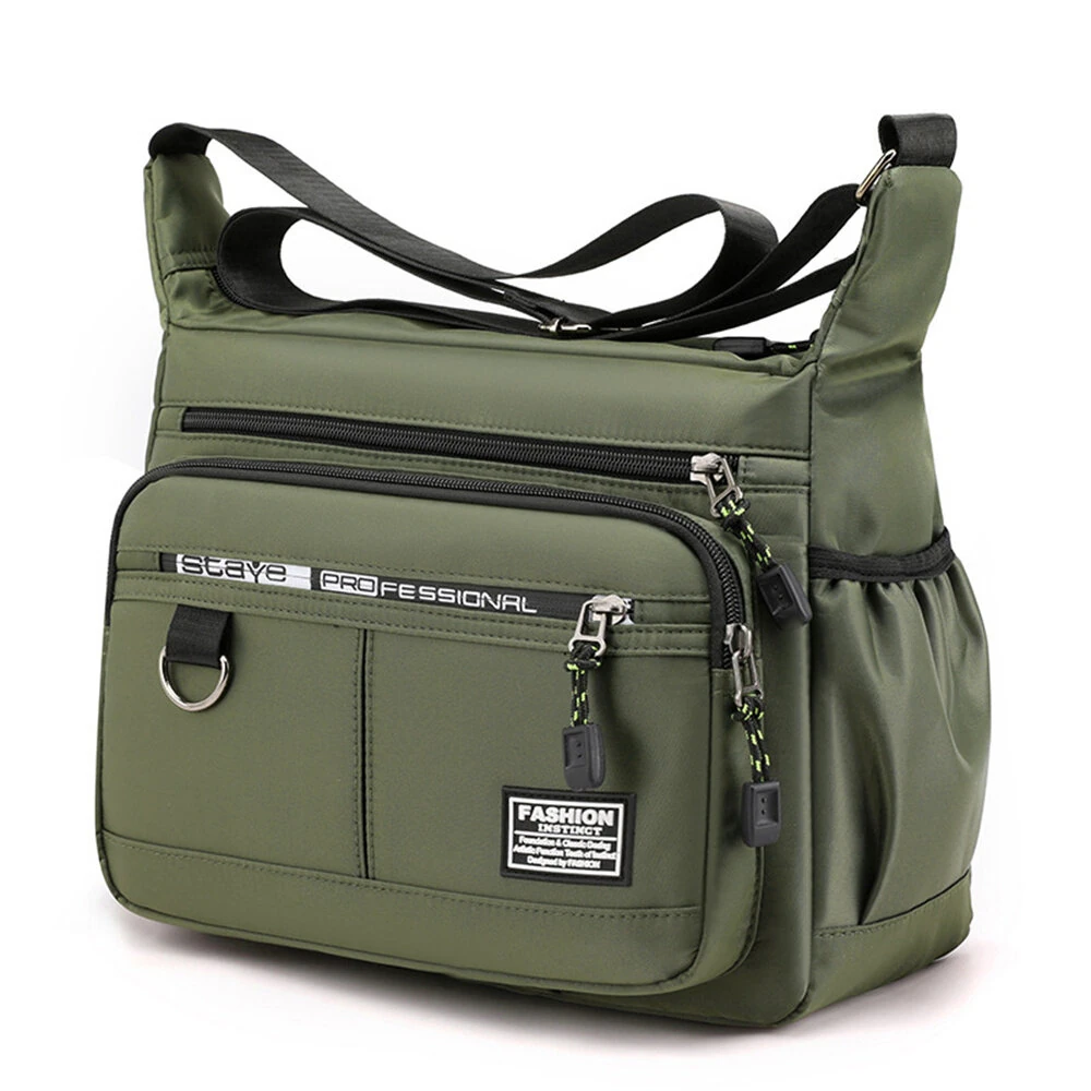 Men's Large Capacity Business Casual Crossbody Bag Multiple Pockets Soft Lightweight Nylon Fabric Adjustable Strap Messenger Bag — view 8