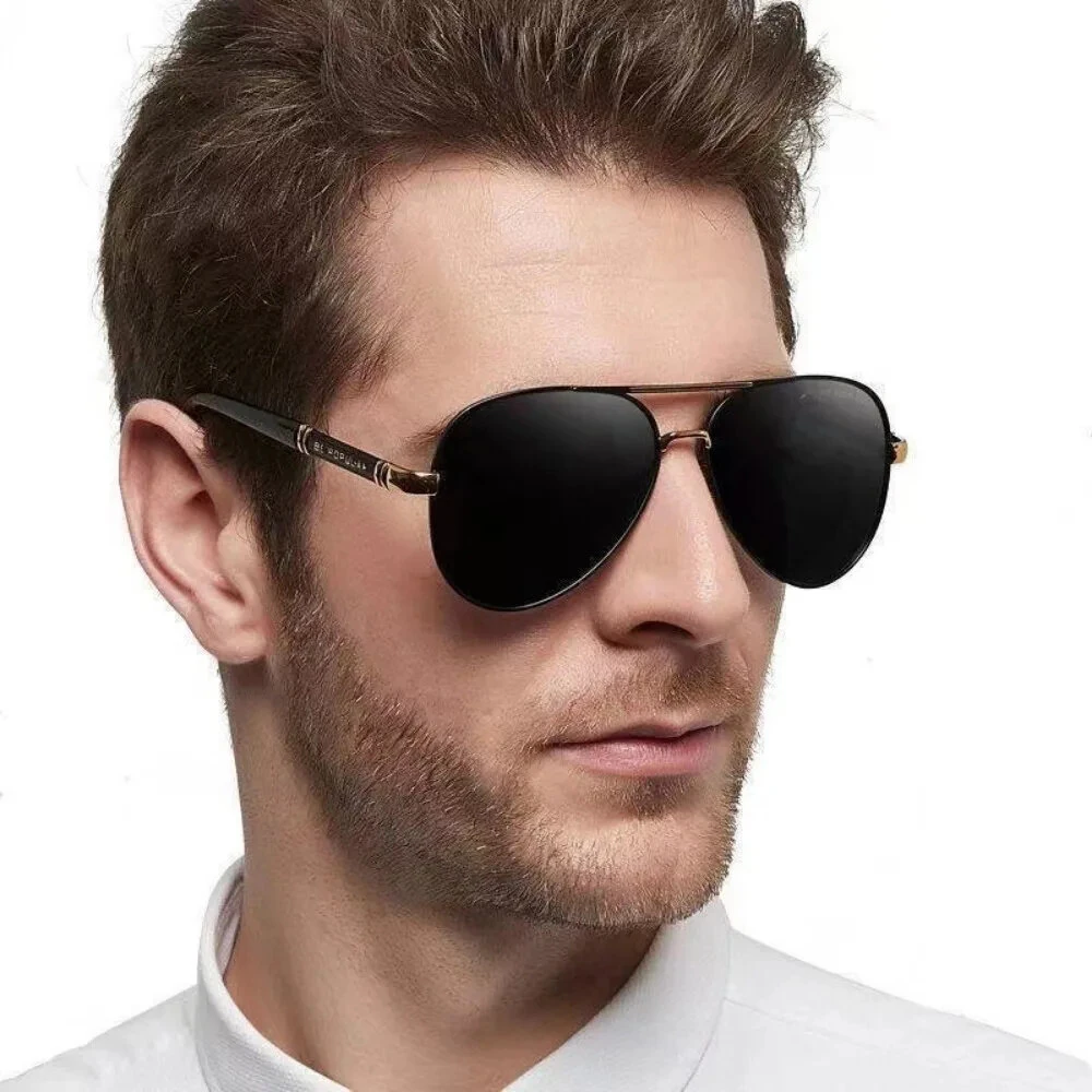 Men's Polarized Sunglasses Classic Fashion Metal Frame Pilot Sun Glasses for Traveling Surfing Driving Fishing UV400 — view 5