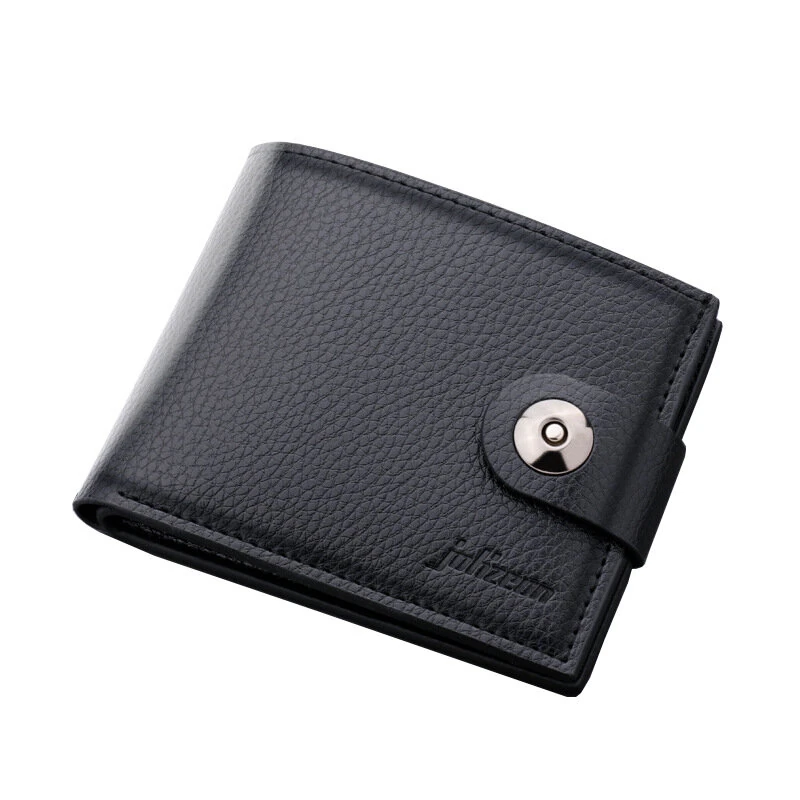 Men's Sleek Compact Wallet with Magnetic Closure - Fashionable Soft Faux Leather, Multiple Card Slots & Large Capacity