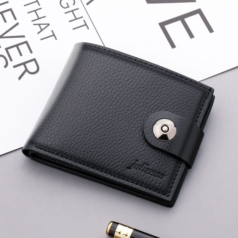 Men's Sleek Compact Wallet with Magnetic Closure - Fashionable Soft Faux Leather, Multiple Card Slots & Large Capacity — view 2
