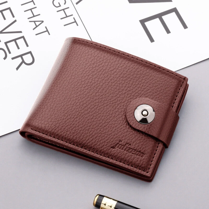 Men's Sleek Compact Wallet with Magnetic Closure - Fashionable Soft Faux Leather, Multiple Card Slots & Large Capacity — view 4