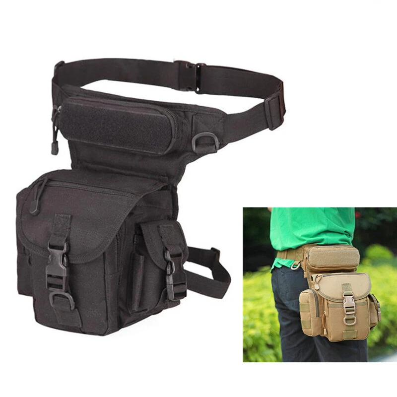 Men's Sports Tactical Waist Pack Drop Leg Bag Adjustable Strap Waterproof Oxford Fabric Crossbody Bags for Outdoor Riding Travel — view 11