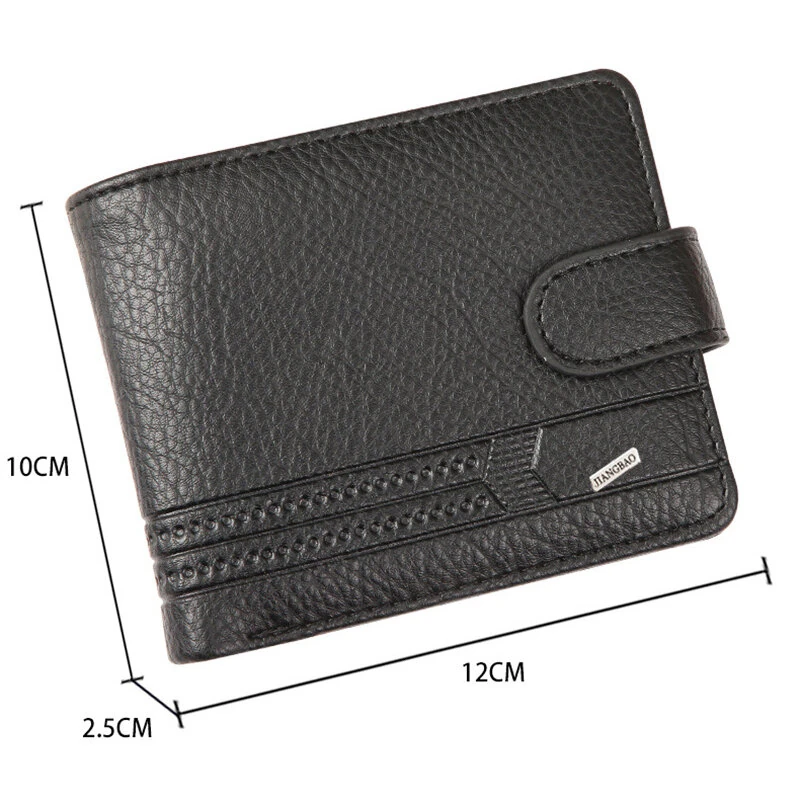 Men Short Wallet Bifold PU Leather Wallet Hasp Coin Purse Credit ID Card Holder Billfold Purse Money Bag — view 5