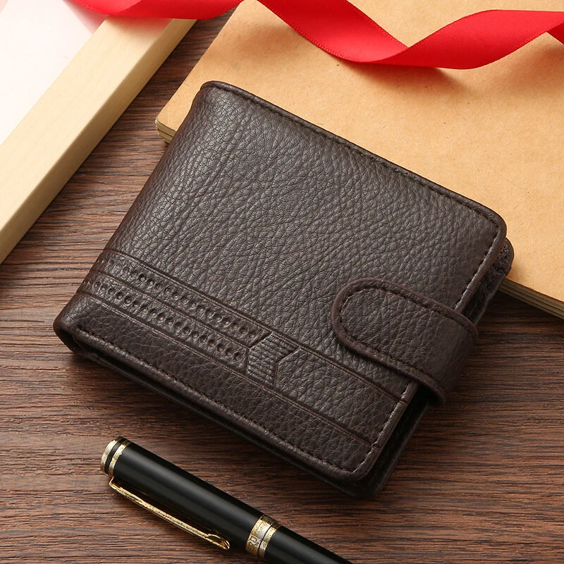 Men Short Wallet Bifold PU Leather Wallet Hasp Coin Purse Credit ID Card Holder Billfold Purse Money Bag — view 8