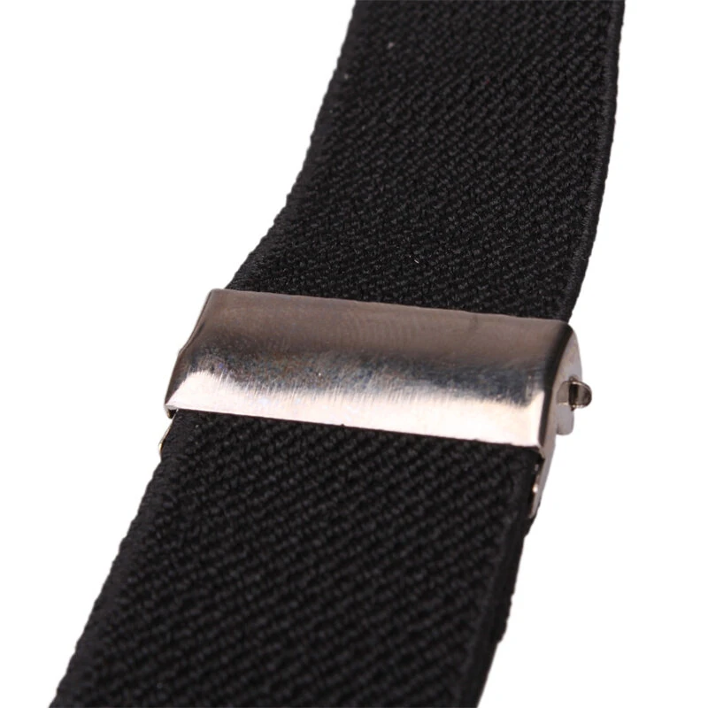 Mens Classic Black Suspenders Elastic Y-Back Adjustable Braces with 3 Metal Clips — view 4