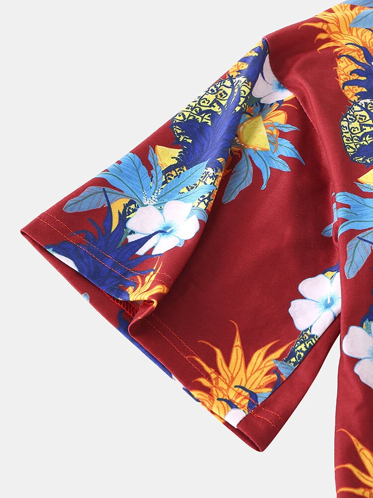 Mens Fashion Floral Printing Crew Neck Breathable Short Sleeve Casual T-Shirts — view 5