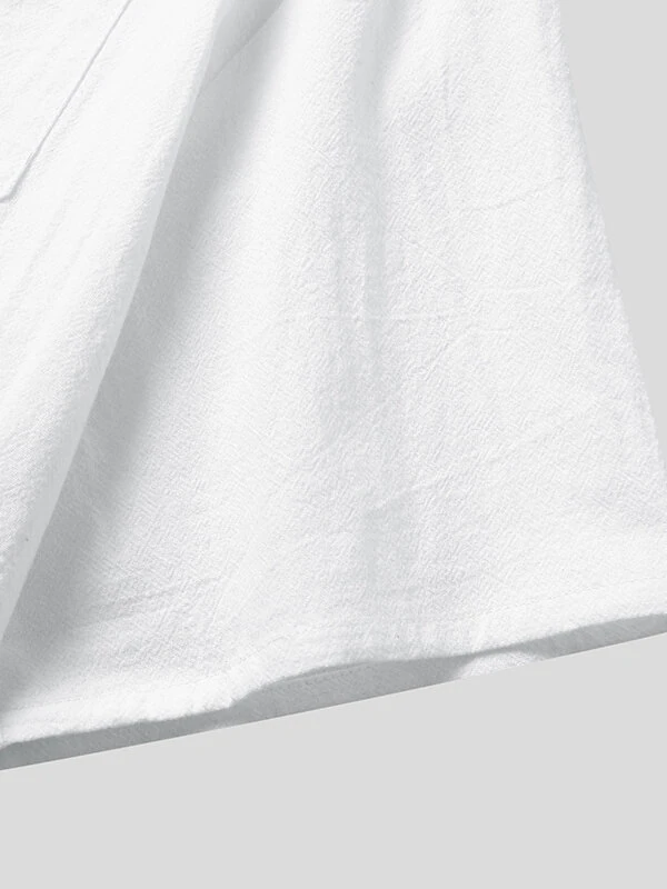 Mens Solid Drawstring V-Neck Cotton Short Sleeve T-Shirt — view 8