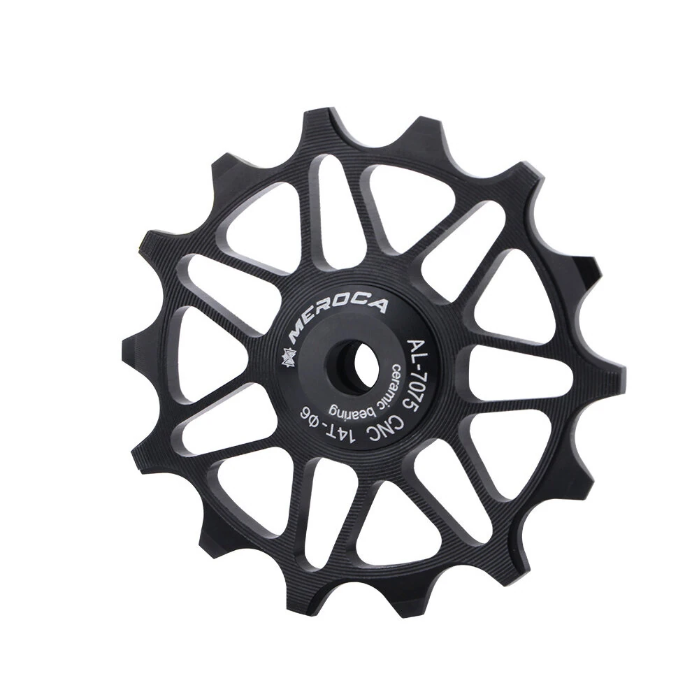 MEROCA 12/14T Bicycle Ceramic Pulleys Lightweight Aluminum Alloy Smooth Speed Change Bike Rear Derailleur Bearing Guide Wheel for MTB — view 3