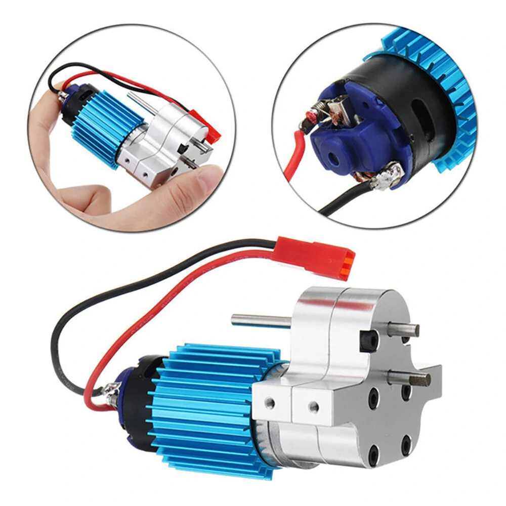 Metal Decelerate Gearbox with 370 Brushed Motor Metal Gear Heatsink Mount Base for WPL B14 B14K B24 B24K B16 B16K B36 B36K C14 C14K C24 C24K JJRC Q60 Q61 MN90 MN90K MN91 MN91K 4WD 6WD Fayee FY001 FY002 Half Scale RC Car Parts — view 3