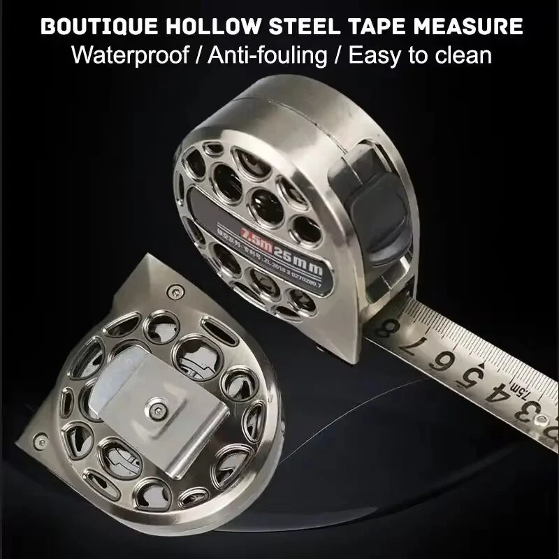 Metric Tape Measure 3/5/7.5M Stainless Steel Anti-corrosion Retractable Ruler Hollow Design Woodworking Measuring Tools Gadget — view 5