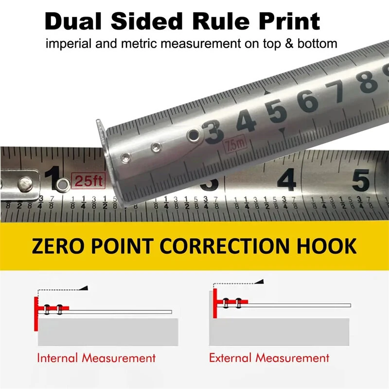 Metric Tape Measure 3/5/7.5M Stainless Steel Anti-corrosion Retractable Ruler Hollow Design Woodworking Measuring Tools Gadget — view 8
