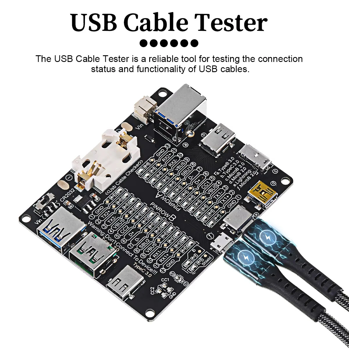Micro Type-C Type-B Short Circuit Switch Test Board Data Cable Anomaly Detector USB Cable Tester For iOS Android Testing — view 4