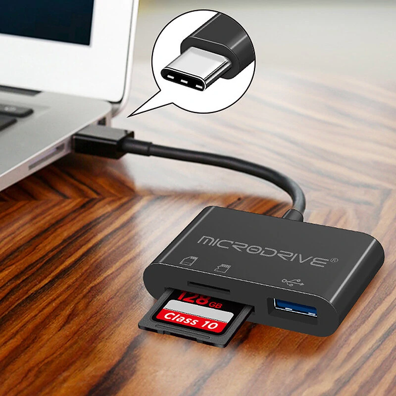 MicroDrive TY1-3 3-in-1 Type-C Docking Station USB Adapter with USB3.0 SD/TF Card Reader Slot for PC Laptop Keyboard Mouse U Disk — view 5
