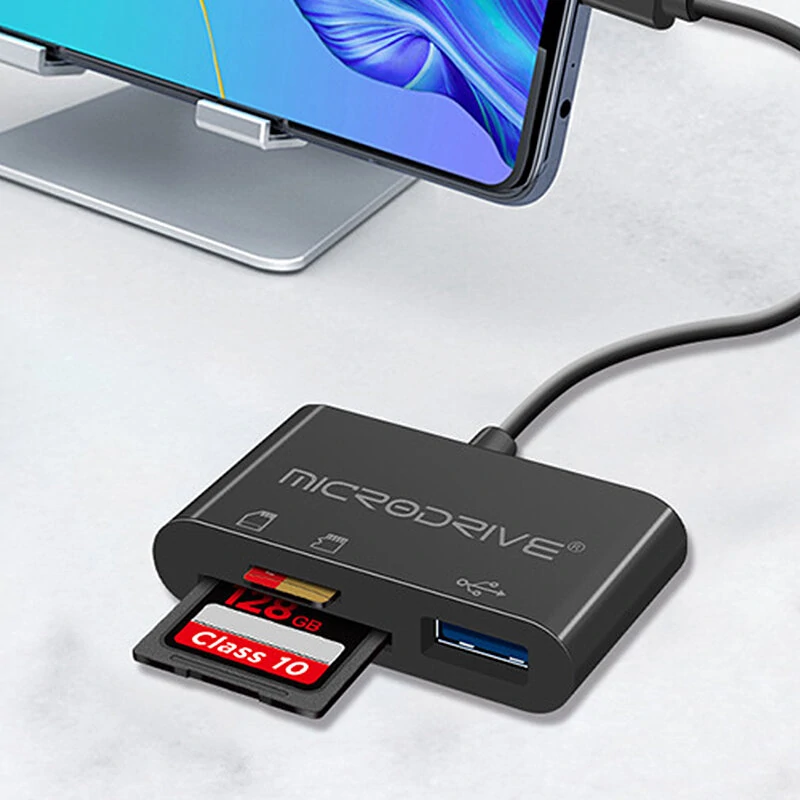 MicroDrive TY1-3 3-in-1 Type-C Docking Station USB Adapter with USB3.0 SD/TF Card Reader Slot for PC Laptop Keyboard Mouse U Disk — view 6