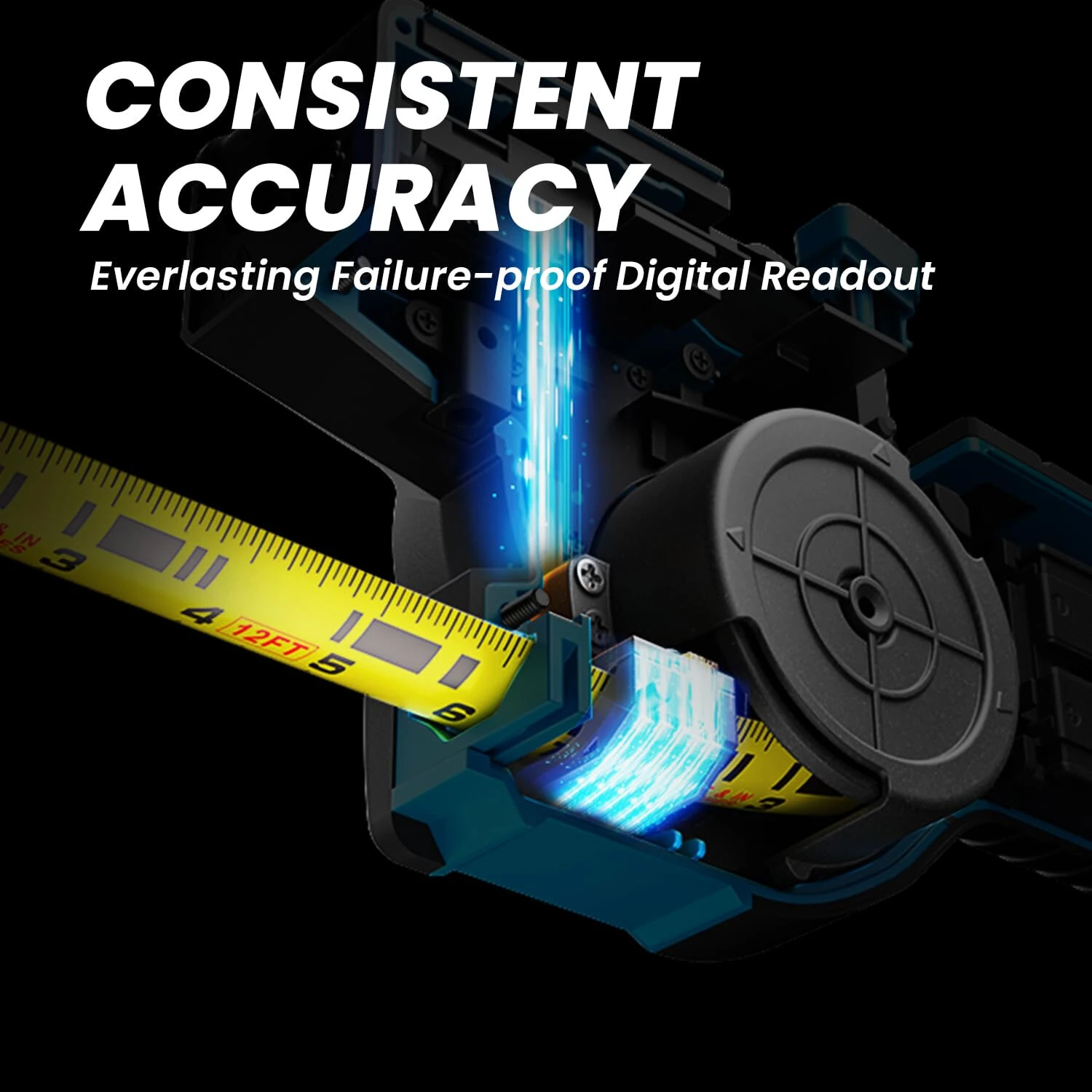 Mileseey DTX10 Digital Measuring Tape Laser 330Ft Range 12Ft Blade Swappable Battery App Sync High Accuracy Smart Calculations Color Display Auto Lock Tape Extended Laser Line — view 6