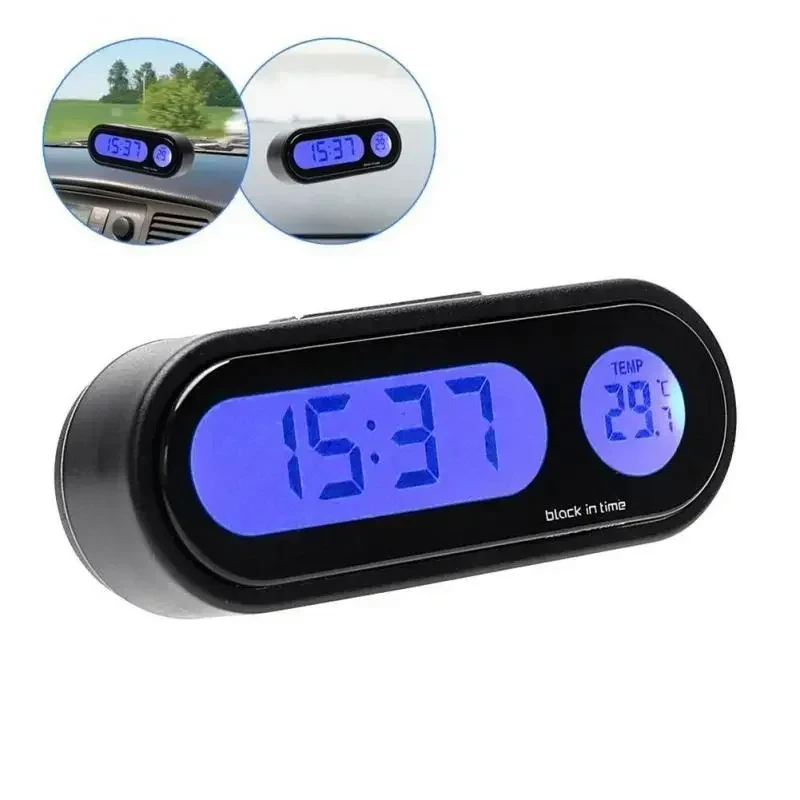 Mini Electronic Car Clock Watch Dashboard Clock Night Light Temperature LCD Backlight Digital Display Time Watch Auto Dashboard Clocks Luminous Thermometer — view 8