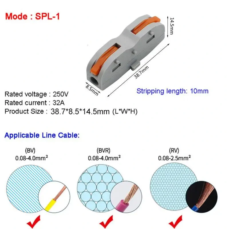 Mini Quick Wire Cable Connectors Universal Compact Conductor Splice Cable Push-in Terminal Block SPL1-4 Efficient Wiring Solution Reusable for Soft and Hard Wires — view 10